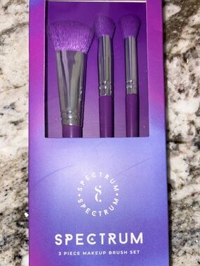 Spectrum Makeup Brush Set 3 Piece Foundation Concealer Blender Purple Vegan New